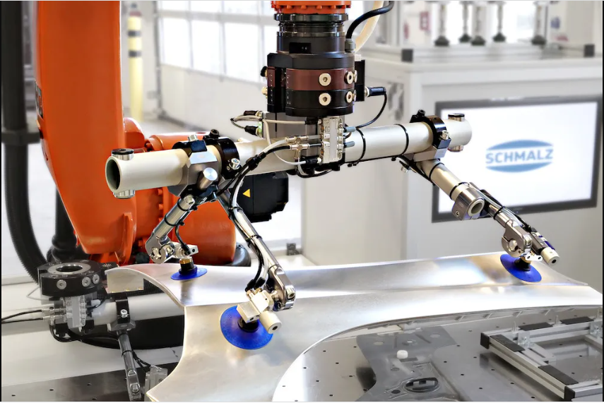 The automotive industry is one of the most important commercial sectors, with a densely networked supplier industry. Generally, the industry is separated into vehicle manufacturers, component suppliers and line builders. Due to the ever growing number of different variants and increased manufacturing capacities , vehicle manufacturers are increasingly focused on global platform strategies. As part of these strategies, plant concepts and parts can be reused, which then increases the numbers of parts produced.

Strict emission regulations and dwindling resources also require the increasing electrification of vehicles. In addition, production methods are changing: production lines are becoming more flexible and cars are becoming lighter, e.g. through hot forming.

Vacuum components from Schmalz are generally used in automated production lines, in particular in press Shops, body shops, during the final assembly or in logistic processes.